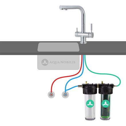 Aqua Nobilis VARIO DUO Nitrate connection scheme with 3 way tap