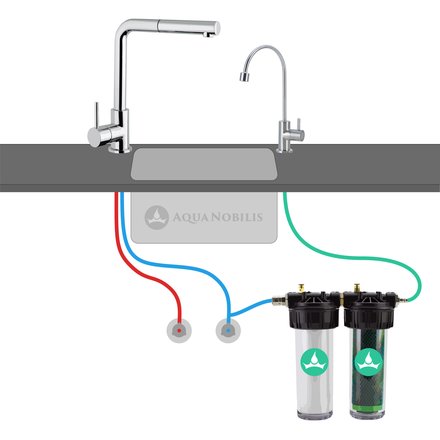 Aqua Nobilis VARIO DUO Nitrate connection scheme with a separate tap