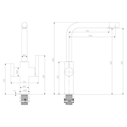 Alvito Paola Neo 3 Wege Wasserhahn, verchromt