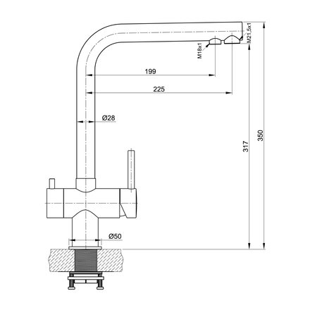 Alvito Atessa stainless steel 3 way tap, high