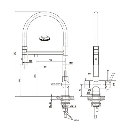 Alvito Levanto stainless steel 3 way tap