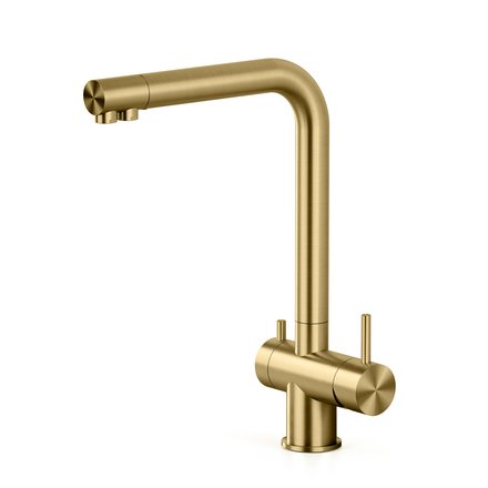 Quadrodesign Idealaqua Inox 383 OC stainless steel 3 way tap, light gold