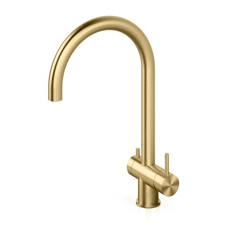 Quadrodesign Idealaqua Inox 385 OC Edelstahl 3 Wege Wasserhahn, helles Gold