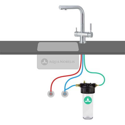 Under the counter water filter Carbonit VARIO-HP Basic connection scheme with 3 way tap